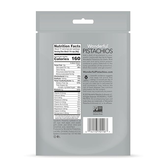 Wonderful Pistachios No Shells, Sea Salt 11 Ounce, (11 oz) 2)