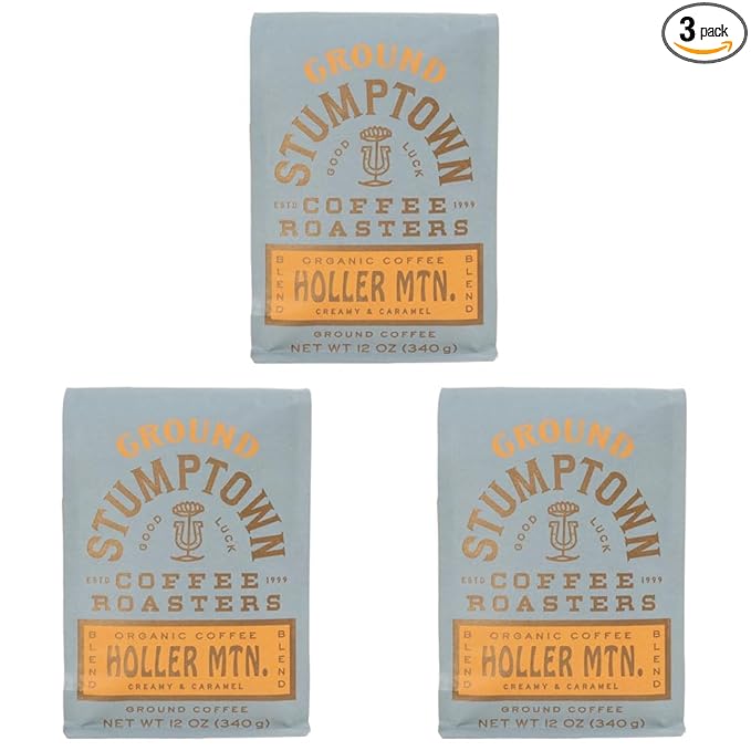 Stumptown Coffee Roasters, Organic Medium Roast Ground Coffee - Holler Mountain 12 Ounce Bag, Flavor Notes of Citrus Zest, Caramel and Hazelnut (Pack of 3)