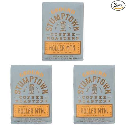 Stumptown Coffee Roasters, Organic Medium Roast Ground Coffee - Holler Mountain 12 Ounce Bag, Flavor Notes of Citrus Zest, Caramel and Hazelnut (Pack of 3)