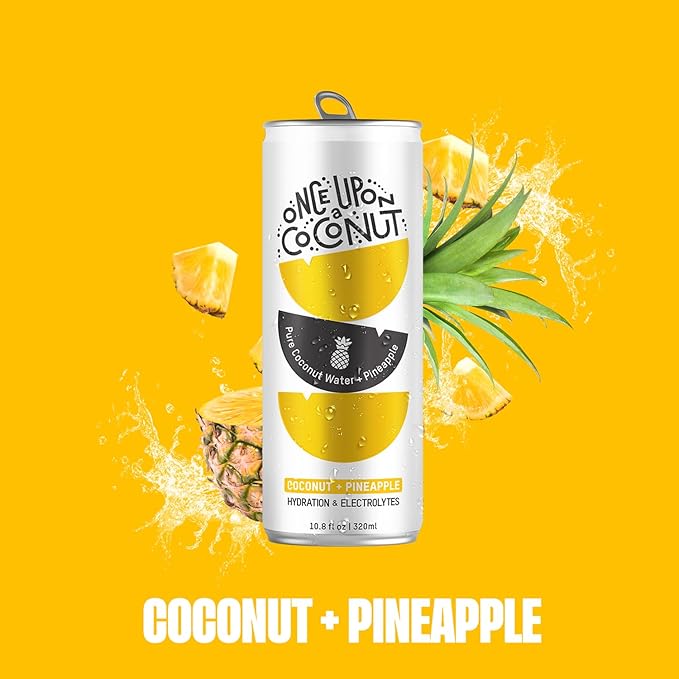 Once Upon a Coconut Pineapple Coconut Water - Natural Hydrating Low Calorie Drink with Electrolytes - No Added Sugar or Sweeteners - 10.8 fl oz (Pack of 12)