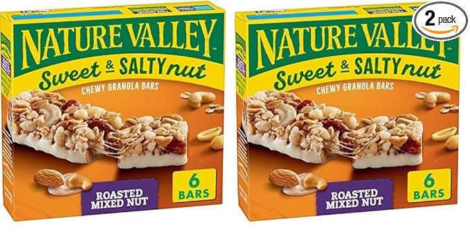 Nature Valley Granola Bars Sweet and Salty Nut Roasted Mixed Nut, 1.2 Oz, 6 Ct (Pack of 2)