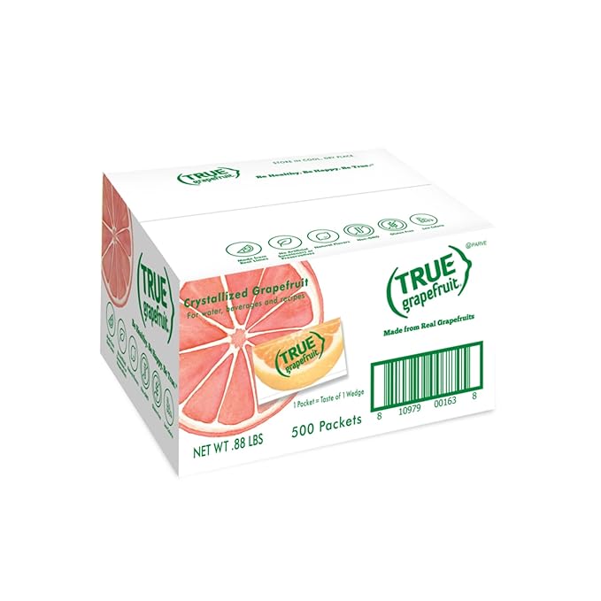 TRUE GRAPEFRUIT Water Enhancer/ Flavor Packets Made with Real Grapefruit, Bulk Pack | Zero Calorie Unsweetened |For Bottled Water & Recipes | 500 count (Pack of 1)
