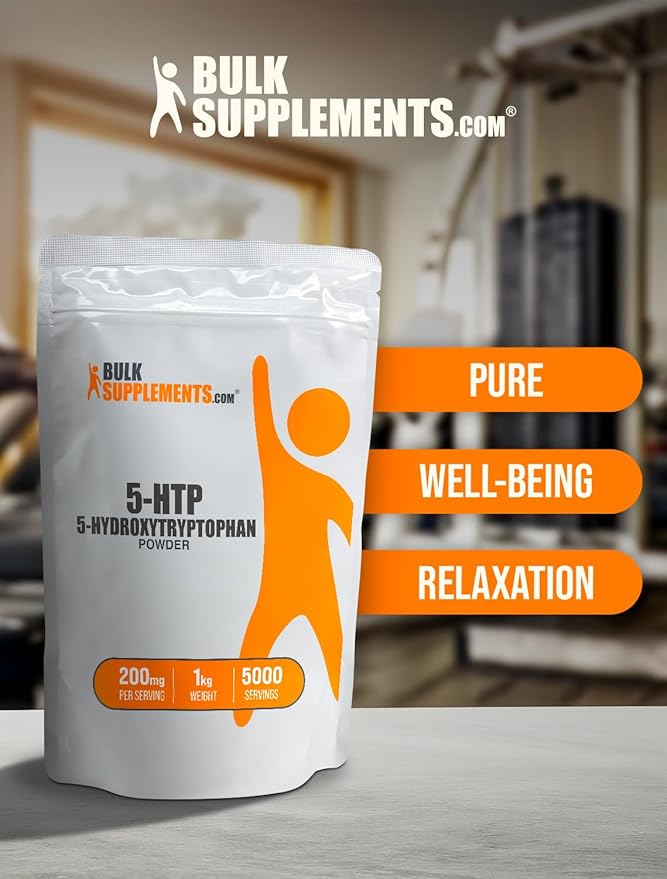 BulkSupplements.com 5-HTP Powder 5-Hydroxytryptophan, 5 5 HTP 5-HTP 200mg, 200mg, Mood 200mg per 5kg (11 (11 lbs) 5)