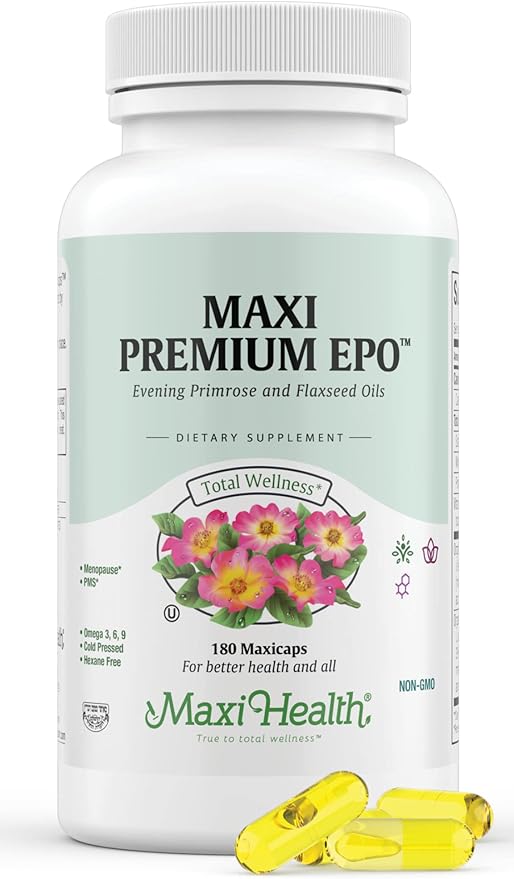 Maxi-Health Evening Primrose and Flax Seeds 3 6 6 9 9 Supplements 180 Count