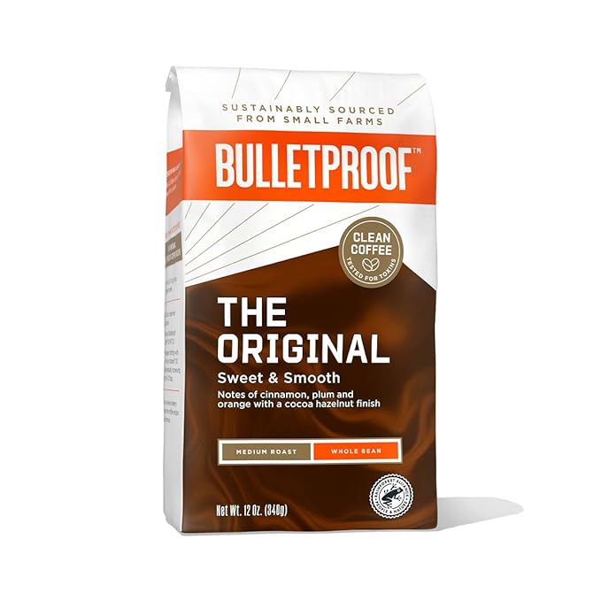 Bulletproof Original Medium Roast Whole Bean Coffee, 12 Ounces, 100% Arabica Coffee Sourced from Central and South America