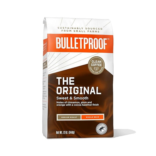 Bulletproof Original Medium Roast Whole Bean Coffee, 12 Ounces, 100% Arabica Coffee Sourced from Central and South America