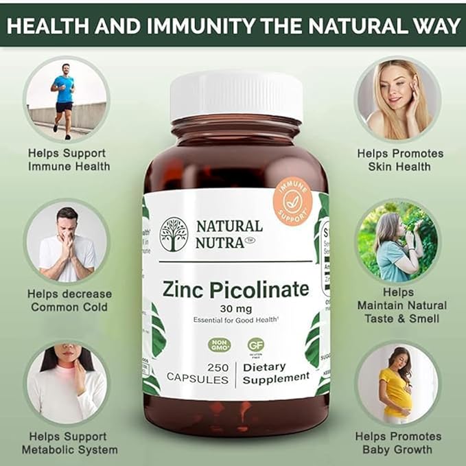 Natural Nutra Zinc Picolinate 30 mg, 250 Capsules (2 Pack)