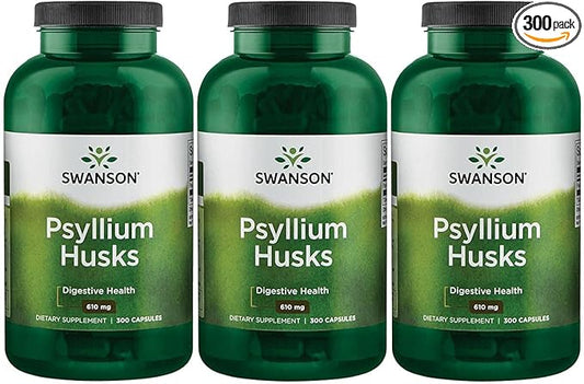 Swanson Psyllium Husk Dietary Fiber Supplement 610 mg 300 Capsules 3 Pack