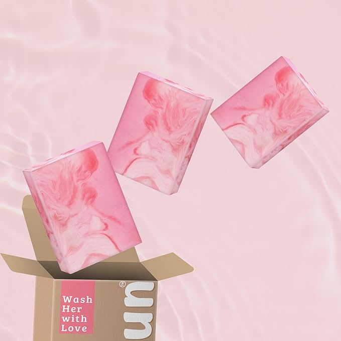 Muun Yoni Soap Bar - Pack 3 Ph Balance Probiotics & Natural Ingredients - Gentle Cleansing Formula Eliminates Odor Vaginal Health - Feminine Wash - Moisturizing Intimate (Rose)