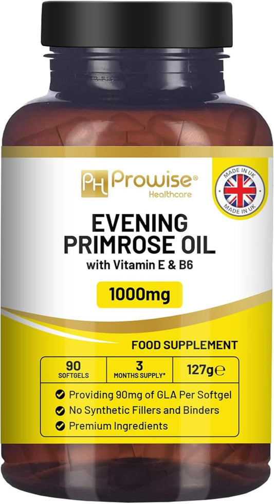 Evening Primrose Oil 1000mg with Vitamin B6 90 90 Softgels| 90mg GLA