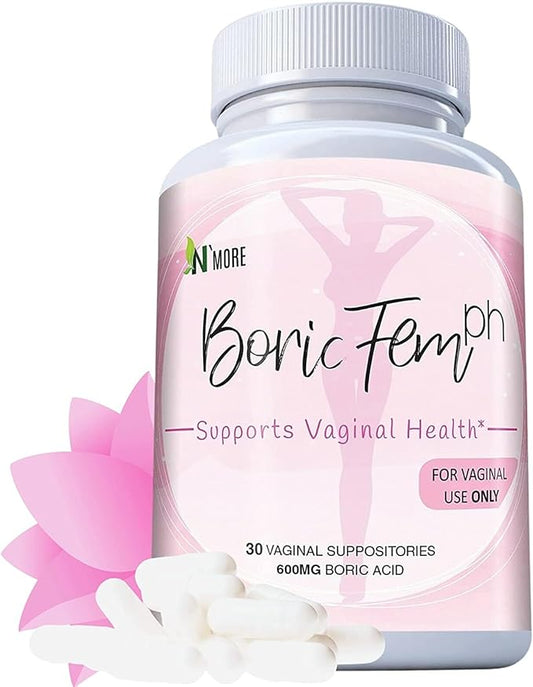 N'More Boric Acid Vaginal Suppositories- 100% Pure 30 Servings 1)