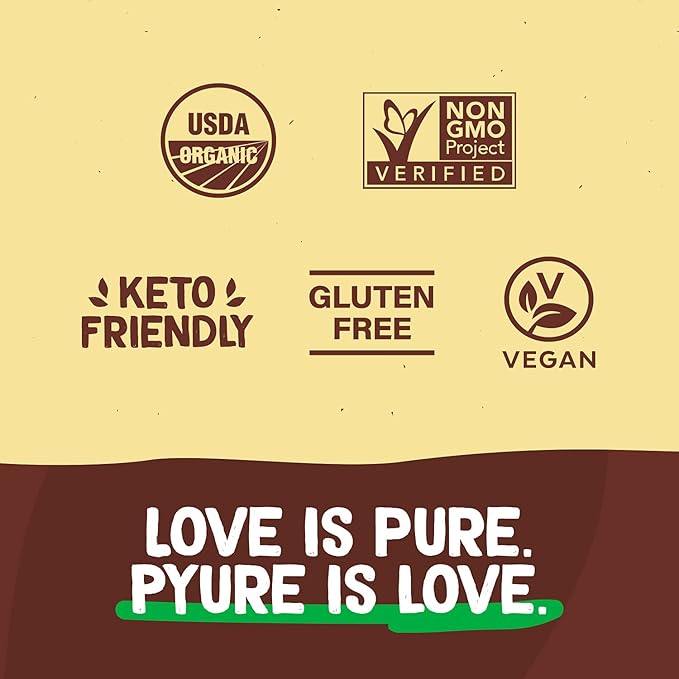 Pyure Organic Chocolate Hazelnut Spread | 90% Less Sugar | 1 Net Carb Keto Snack | No Palm Oil, Gluten-Free, Peanut Free, Plant-Based Hazelnut Spread for Vegan Keto Friendly Food | 13oz (Pack of 2)