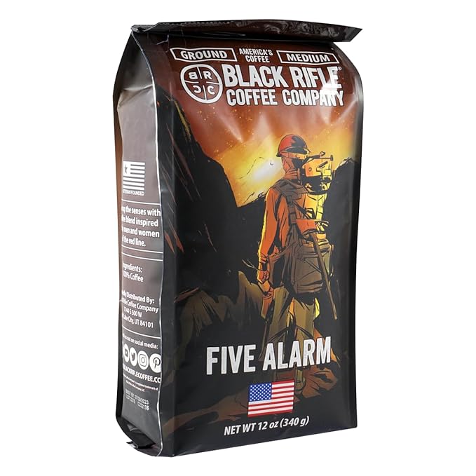 Black Rifle Coffee Company Five Alarm, Medium Roast Ground Coffee, 12 OZ Bag