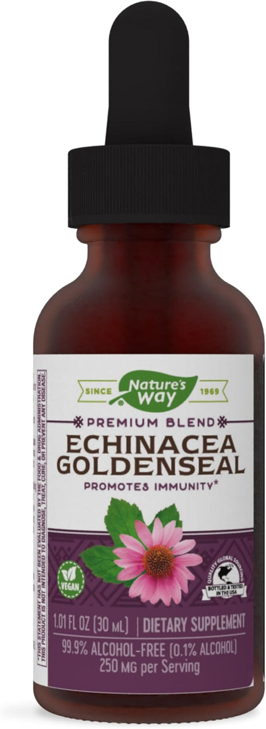 Nature's Way Premium Formula Echinacea-Goldenseal, 250 99.9% Alcohol-Free, 1.01 Oz.