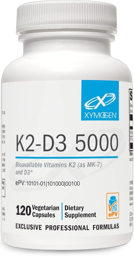 XYMOGEN K2-D3 5000 D3 K2 K2 - 5000 IU K2 MK-7 MK-7 - (120 Capsules)