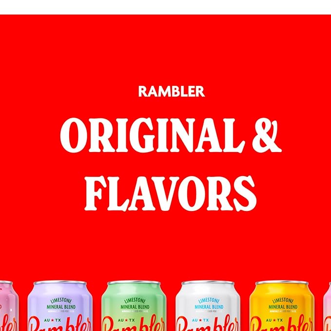 AUTX RAMBLER Grapefruit Sparkling Water, Limestone Mineral Blend 12-Ounce Cans, Three 8-Packs (24 Cans)