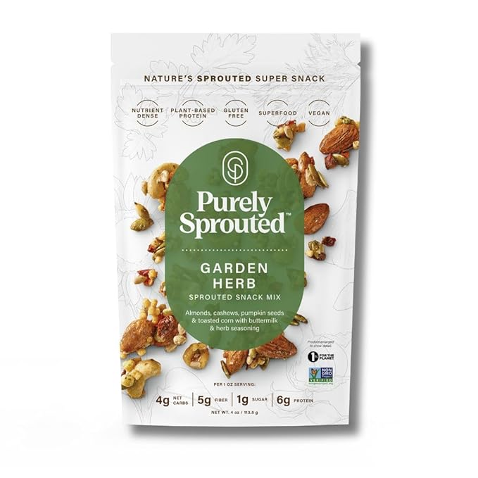 Purely Sprouted Garden Herb Snack Mix: (4 oz, 6 pack)
