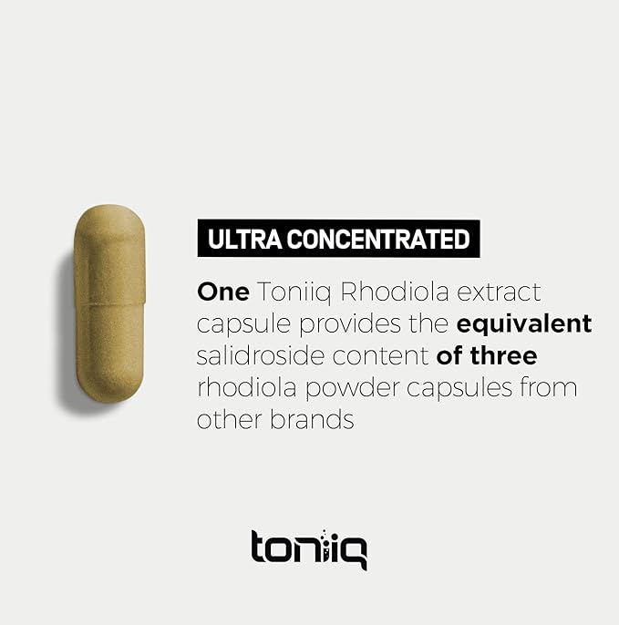 Toniiq Triple-Strength 600mg Rhodiola Rosea 120 Capsules 5% Salidroside