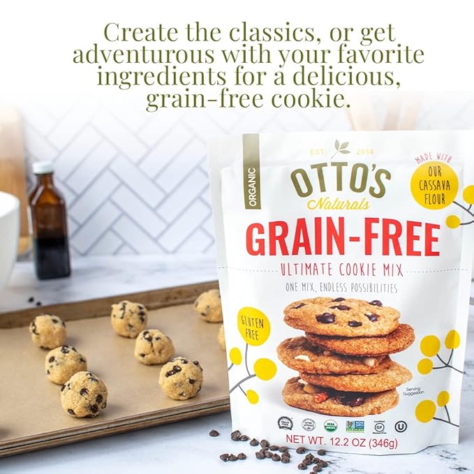 Otto's Naturals Grain-Free Ultimate Cookie Mix, Made with Organic Cassava Flour, Gluten-Free All-Purpose Cookie Mix, Non-GMO Verified - 12.2 Oz Bag (6 Pack)
