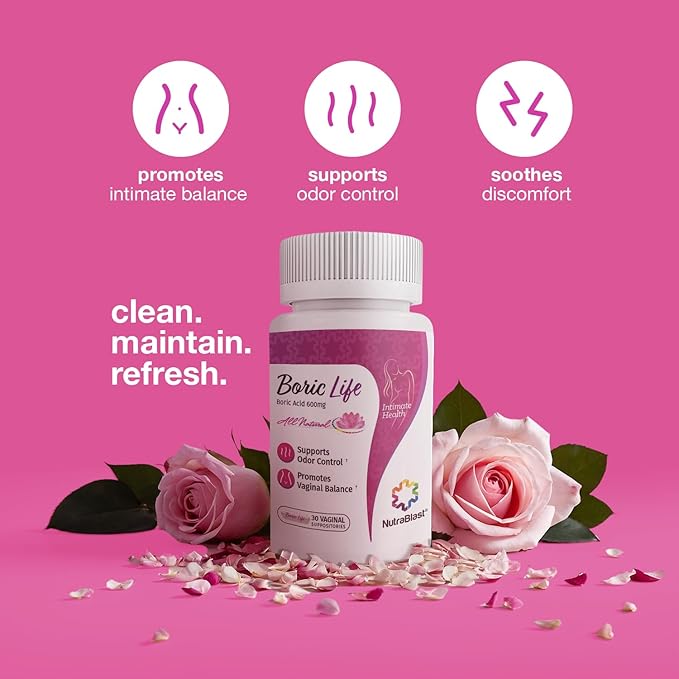 NutraBlast Boric Acid Vaginal Suppositories 100% Pure (60 Count)