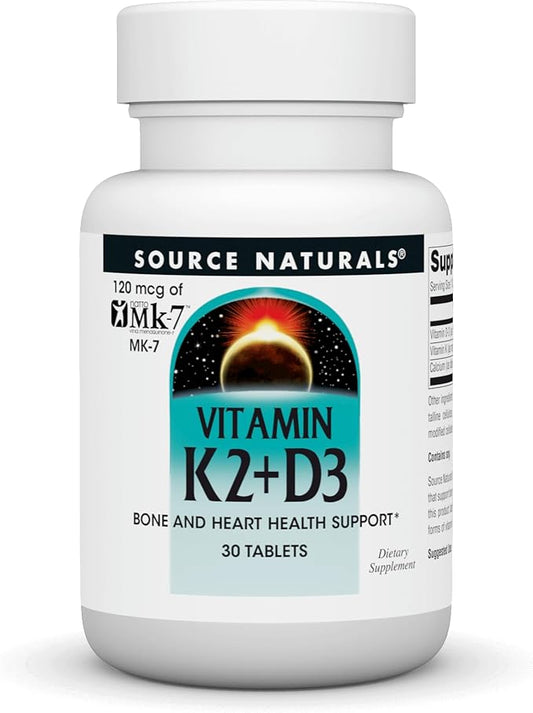 Source Naturals Vitamin K2 + D3 D3, Vitamin K2 (MK-7) (MK-7) and 30 Tablets