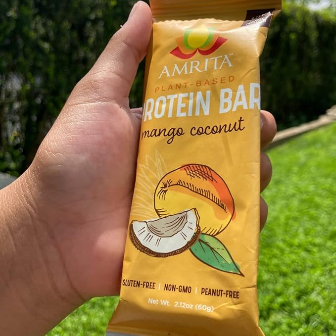 AMRITA Mango Coconut Vegan Protein Bars, 15g Plant