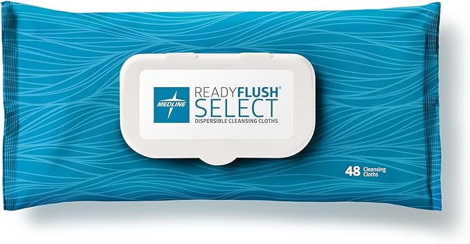 Medline ReadyFlush Select Dispersible Cleansing Cloths, 1 Pack