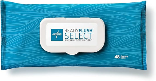 Medline ReadyFlush Select Dispersible Cleansing Cloths, 1 Pack