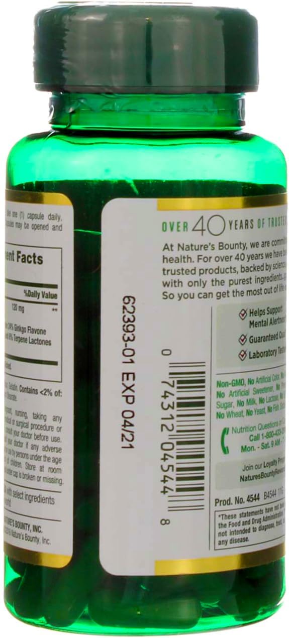 Nature's Bounty Ginkgo Biloba Capsule 120 100 ea