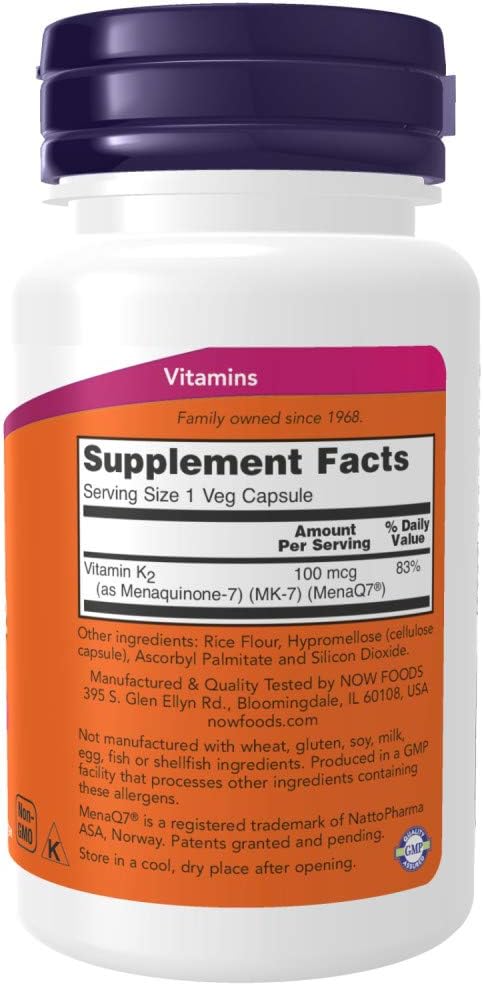 Now Foods Vitamin K-2 (MK7) Veg 100 mcg, 60 Count, 2