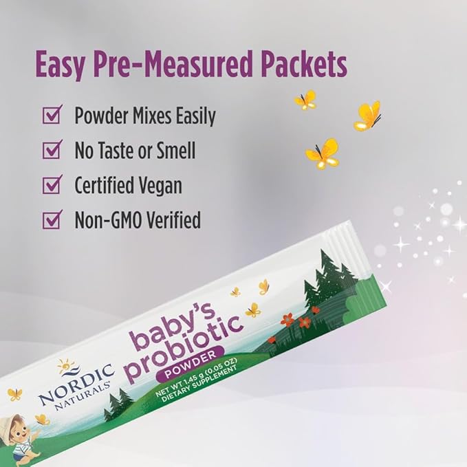 Nordic Naturals Baby’s Nordic Flora Probiotic 30 Packets 4 Billion (6 Months 3 Years) 30 Servings