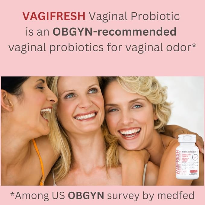 VAGIFRESH Vaginal Probiotics, pH Balance, Prebiotics 30 Count.
