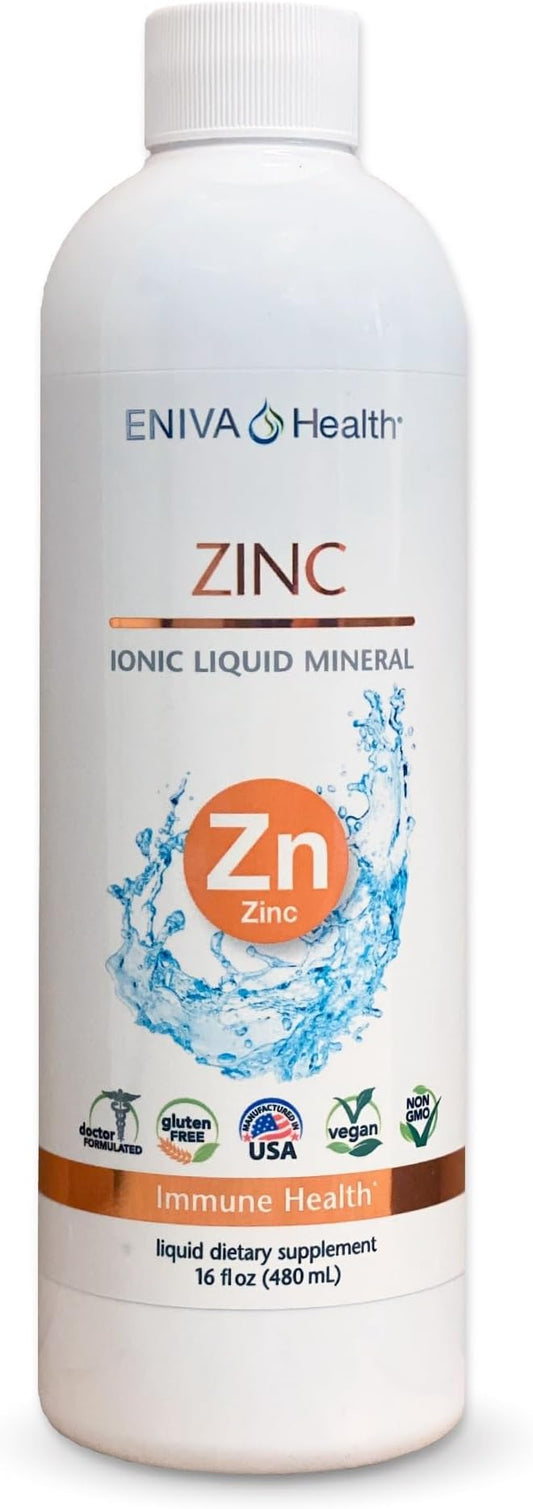 Eniva Health Liquid Ionic Zinc Supplement (16oz) Immune Health, Vision, Skin. Doctor Formulated. NO Calories. NO Sugar. Perfect for Low-Carb, Keto & Flu. by