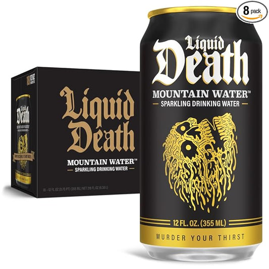 Liquid Death, Sparkling Mountain Water, 18-Pack (12oz Cans), Real Mountain Source