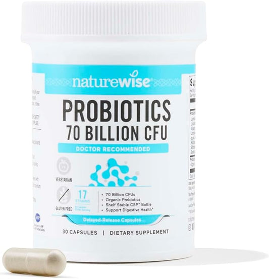 NatureWise Probiotics 70 Billion CFU 17 Strains 30 Capsules[1-Month Capsules[1-Month Supply]