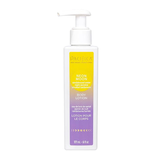 Pacifica Beauty Neon Moon Body Lotion, Bath and Body, Sandalwood, Jasmine, Cardamom, Shea Butter, Lightweight, Hydrating, Hand Lotion, Fragrances, Body Moisturizer, Body Care, Vegan, 6 fl oz (1 Count)
