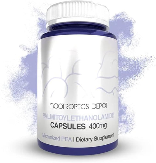 Nootropics Depot Palmitoylethanolamide Capsules | Pea | 400mg Pills | 180 Count | Supports Pain Management* | Promotes Healthy Inflammatory Responses*