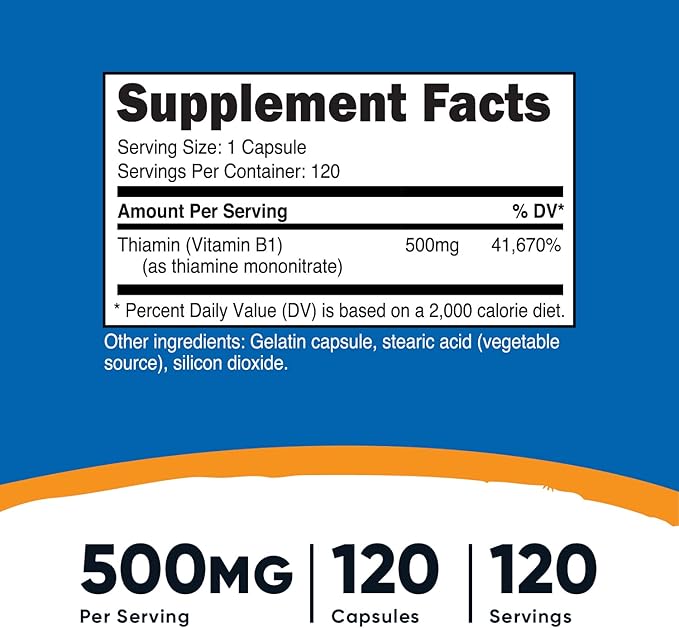 Nutricost Vitamin B1 (Thiamin) 500mg, 120 (2 Bottles)