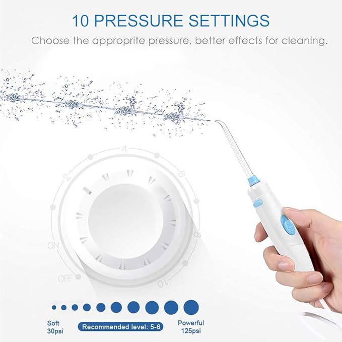 TUREWELL Water Flossing Oral Irrigator, 600ML 10 Adjustable 8 Water