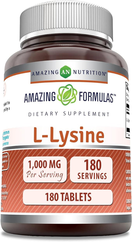 Amazing Formulas L-Lysine 1000mg Amino Acid 180 Tablets