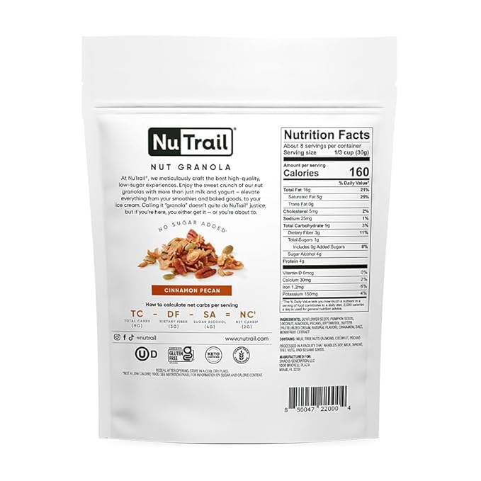 NuTrail Nut Granola Cereal, Cinnamon Pecan, 8 oz. 1 Count