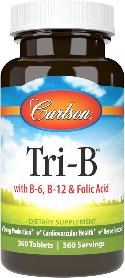 Carlson - Tri-B, Vitamin B Complex, 25 mg B-6, 400 400 mcg B-12, Folic B12 Supplement, 360 Tablets