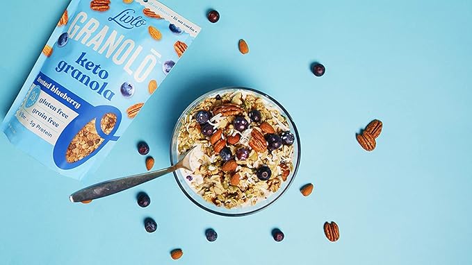 Livlo Keto Nut Granola Cereal - Only 2g Net Carb & Zero Added Sugar - Low Carb, Grain Free & Gluten Free Healthy Snack - Frosted Blueberry, 10.5 oz