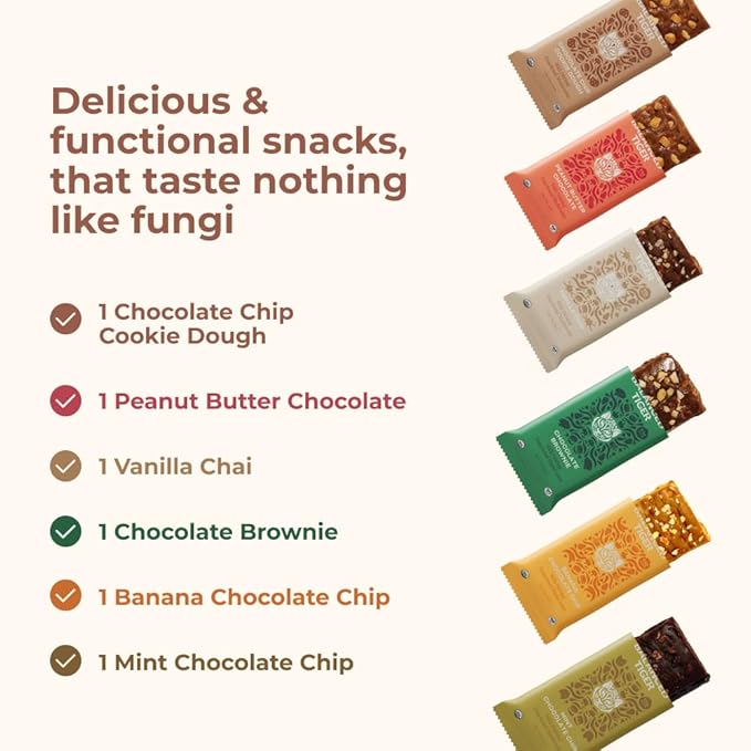 Organic Functional Mushroom Protein Bars (1500mg) Lions 6 Bars