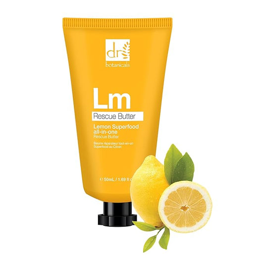 Dr. Botanicals Lemon Rescue Body Butter w/ Shea - Spa Quality Moisturizer - Dry Skin - Feet - Elbows - Knees - Coconut Lemongrass & Almond Oil - Penetrates Fast - Soft Supple & Radiant - 1.69oz - 3 Pack