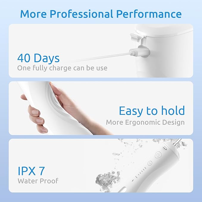 Water Flosser [Dental Cordless Portable] 6 IPX7 Waterproof
