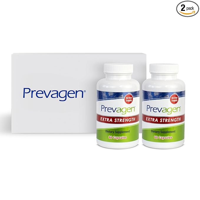 Prevagen Extra Strength 20mg, 60 Capsules |2 Pack| with Apoaequorin & Vitamin D with Attractive and Stackable Storage Box