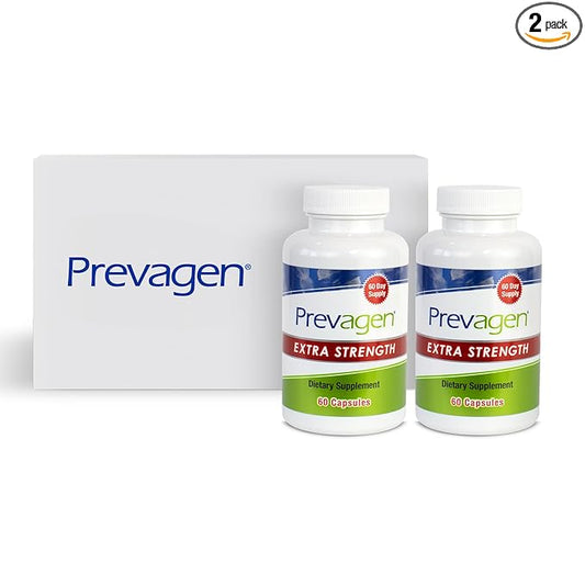 Prevagen Extra Strength 20mg, 60 Capsules |2 Pack| with Apoaequorin & Vitamin D with Attractive and Stackable Storage Box