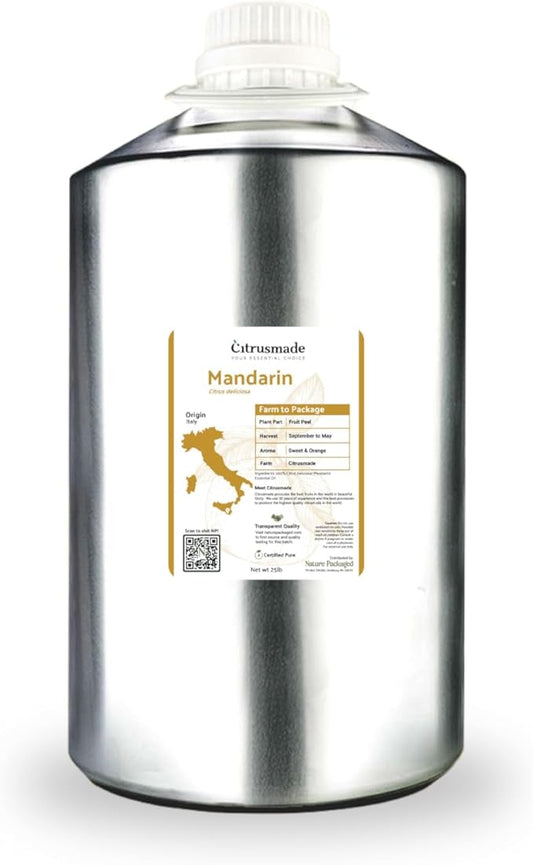 Pure Mandarin Essential Oils - Essential Oils for Diffusers Aromatherapy & Humidifiers (25LB)- Promotes Rest & Wellness | Natural Cold-Pressed