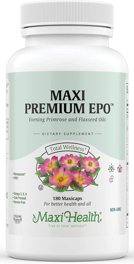 Maxi-Health Evening Primrose and Flax Seeds 3 6 6 9 9 Supplements 180 Count